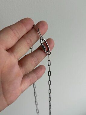 18" Stainless Steel Metal Paperclip Carabiner Necklace Y2K Style